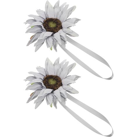 Lot de 2 Boucles de Rideaux Magnétiques Tournesol, Bleu Ciel, sans Perçage, Cordon, Maintien Décoratif pour Salon, Chambre Cuisine, Accessoires Pratiques pour Rideaux Légers (1/5)
