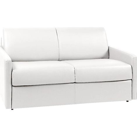 Canapé 2 places convertible express en simili blanc - Couchage 120 cm - Matelas 18 cm CALIFE (1/3)
