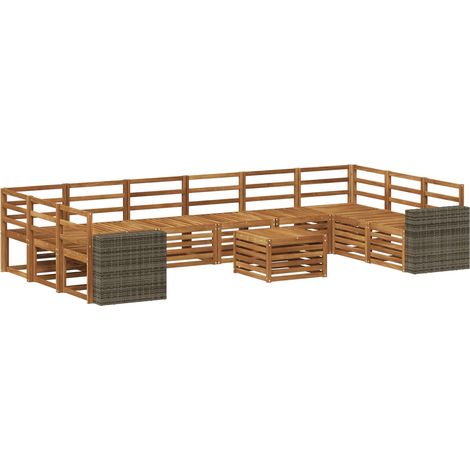 Conjunto de sofás de exterior 11 uds. 10 plaza Natural vidaXL (1/5)