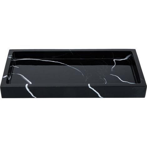 Plateau de Rangement Salle de Bain en Résine Motif Marbre, Multi-Usage et Agréable Toucher, pour Comptoirs de Vanité et Lavabo'-'-