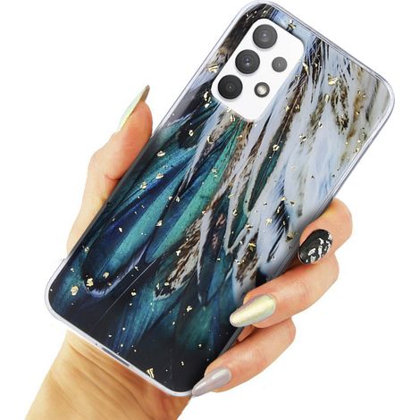 Custodia Gold Glam per Samsung Galaxy A13 4G, con piume (1/3)