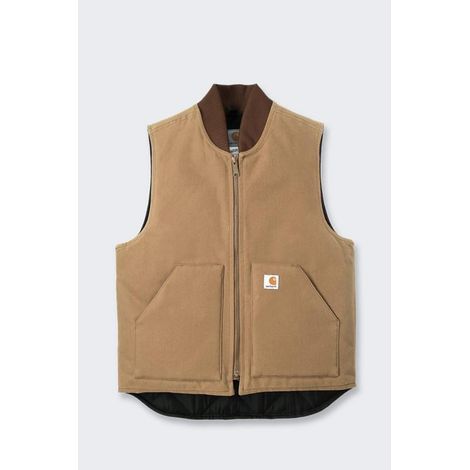 Chaleco Carhartt V01 Duck con aislamiento térmico, color marrón.