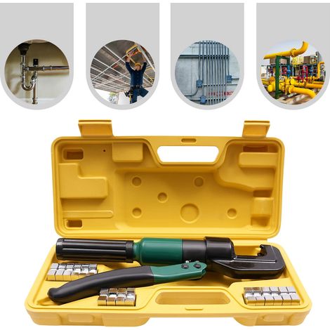 Pinza idraulica crimpatrice multistrato idraulica 4-70mm² con 8 paia di stampi e cassetta degli attrezzi, per tubi in alluminio, tubi in plastica, tubi multistrato