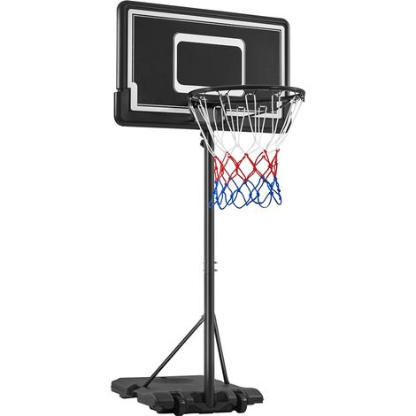 Homevive Canasta Baloncesto Exteior, Aro de Baloncesto con Ruedas Tableros de Baloncesto para Adultos Altura Ajustable 182-215 cm Negro