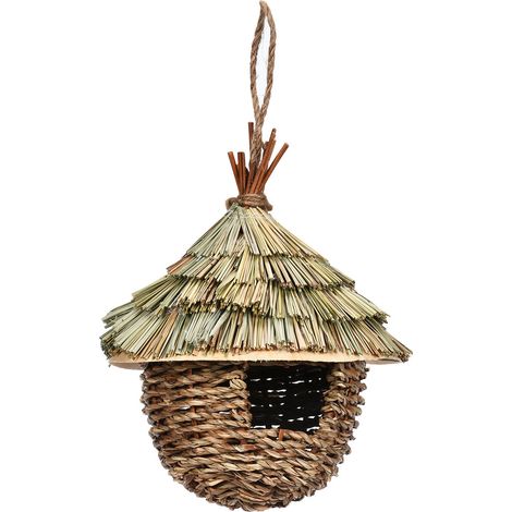 Casita para colibríes con cierre de heno, 22 x 13 x 17 cm, para jardín o balcón. (1/4)