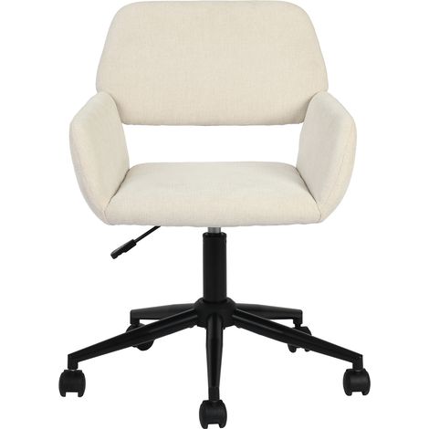 FurnitureR Bürostuhl, Skandinavischer Höhenverstellbarer Schreibtischstuhl, 360° Drehräder, Creme Style Computerstuhl, Imitationswäsche, Atmungsaktiv, Stahlrahmen, Home Office, Beige, 55x56x75-85CM (1/5)