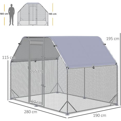 Poulailler avec couvercle pour 4 Ă 6 poules en acier. 280 x 190 x 195 cm (1/5)