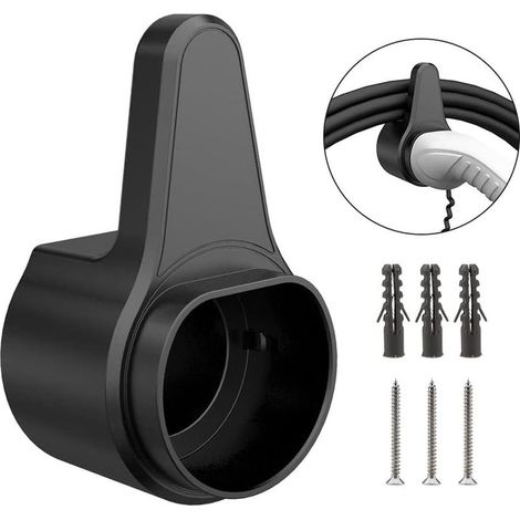 EV Charger Holder Electric Vehicle Type 2 Durable ABS Car Wall Mounted Type 2 Charging Cable Organizer - Black (1/5)