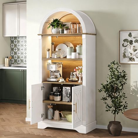 Buffet coloris blanc en MDF 76,2 x 40,1 x 180 cm (1/5)