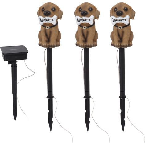 Lampe solaire LED pour jardin, statue de chiot, lampe de bienvenue, éclairage extérieur à énergie solaire avec batterie intégrée (1/5)