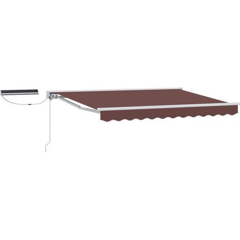 Store banne électrique rétractable, marron et blanc, 2,5 x 2 mètres. (1/5)