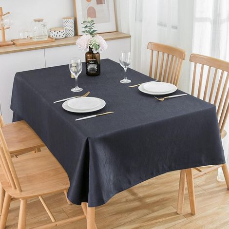 Rechteckige Jacquard Tischdecke 210x150 cm Dunkelgrau, Wasserabweisend & Knitterarm