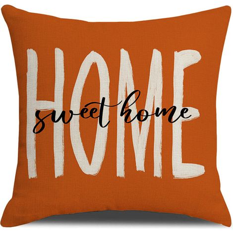 Autumn Sofa Cushions 45 x 45 cm, Pumpkin and Maple Leaf Pattern, Indoor and Outdoor Decor, Square Sofa Cushions, Living Room Cushions, Cushions Under 5, 1 Pack, Orange