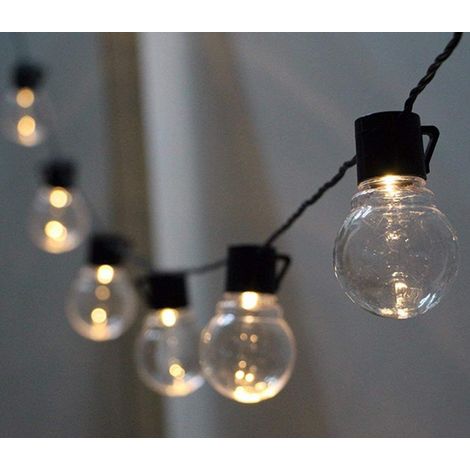 Luci a stringa solari con sfere - 16 basi - 20 luci brillanti - Impermeabili - Bianco caldo - Per giardino - patio - matrimoni - feste (1/5)