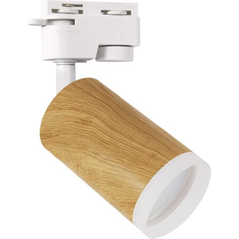 Projecteur sur rail 1 circuit en bois clair ZADRA Struhm, rotatif, 1x GU10 35W IP20 (1/2)