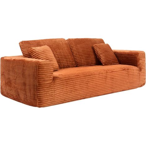 Solka 3-Sitzer-Sofa mit geripptem Fellbezug in Bernstein, komprimiert - Atmosphera créateur d'intérieur (1/2)