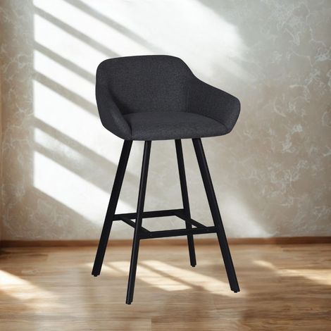 Sgabello Mey Nordic 18 in dunkelgrauem Stoff mit schwarzen Metallbeinen