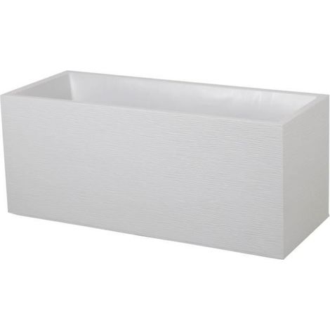 EDA – Jardinière Graphit 98 L – Dimensions 99,5 x 39 x H. 43 cm – Blanc cérusé – Pour terrasses et jardins modernes