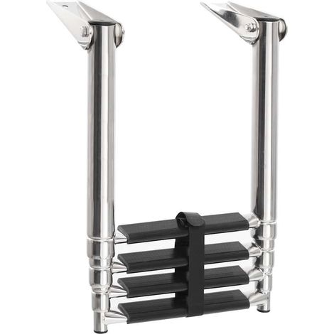 vidaXL Escalera de embarque plegable 4 peldaños acero inoxidable (1/2)