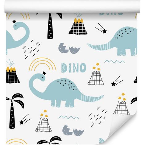 Carta da parati con dinosauri, alberi e natura per soggiorno e camera da letto, 50x1000 cm (1/5)