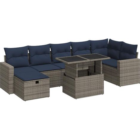 Maison Exclusive - Juego Sofá Jardín 8 Piezas con Cojines Gris Po (1/5)