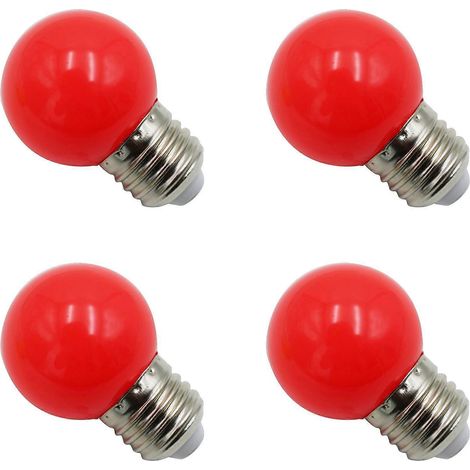 E27 LED Ampoules, E27 1w Pe Frosted LED Globe Colorful blanc/rouge/vert/bleu/Ylellow lampe 220v -4 pièces(rouge ) (1/4)