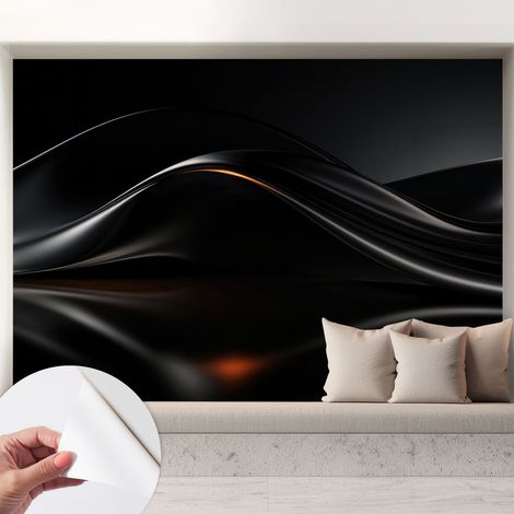 Papier peint autocollant adhésif installation rapide du papier peint durable et résistante Vagues métalliques 208x146 cm (1/5)