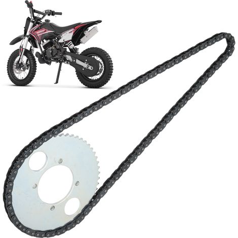 Pignon arrière T8F 54T avec chaîne de 116 maillons, compatible avec les moteurs 47cc et 49cc. 2 temps.