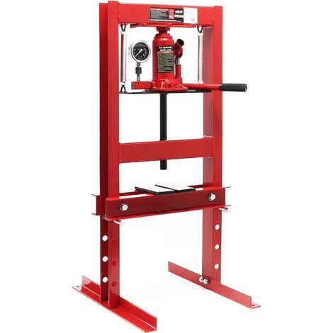 Presse d'atelier hydraulique de 6 tonnes + manomètre Rouge (1/4)