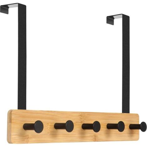 Patère de Porte à Suspendre 5 Crochets pour Chambre Porte Manteau pour Rangement, Vestes, Peignoirs,Sacs à Main et Autres-Naturel (1/5)