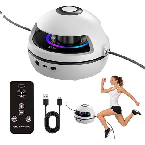 Smart Rope Skipping Machine, Rechargeable Skipping Rope for Kids with Remote Control and 10 Speed Levels, Gym Equipment, 1-10 Speed Level (1/5)