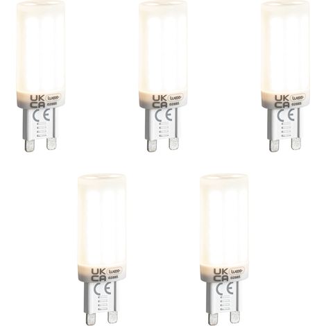 LUEDD Set de 5 bombillas LED G9 regulables en 3 pasos, opal, 4,5 W, 500 lm, 4000 K (1/4)
