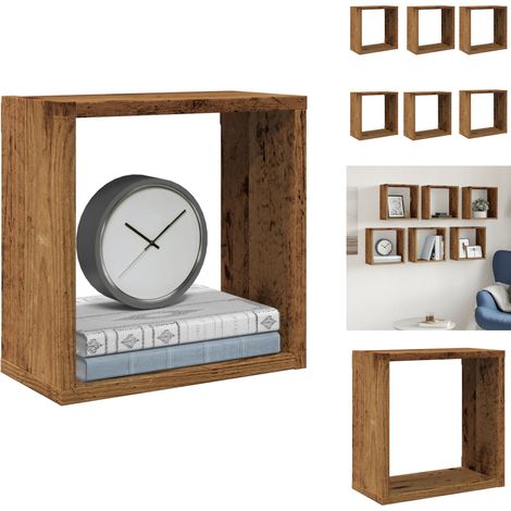 Étagères cube murales 6 pcs vieux bois 30x15x30 cm - Étagère Murale Cube - Étagères Murales Cube - Stockage En Forme De Cube - Étagère En Forme De Cube (1/5)