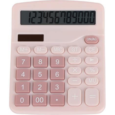 Desktop Calculator Standard 12 Digit Solar and Battery Dual Power Students Calculator for Office School Home Business Pink (1/5)