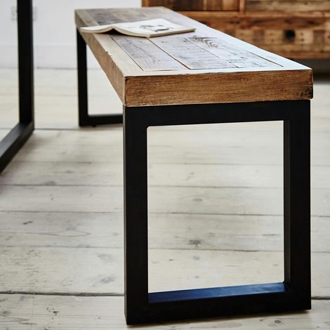 Banc 140 cm bois recyclé pieds métal BRISBANE (1/5)