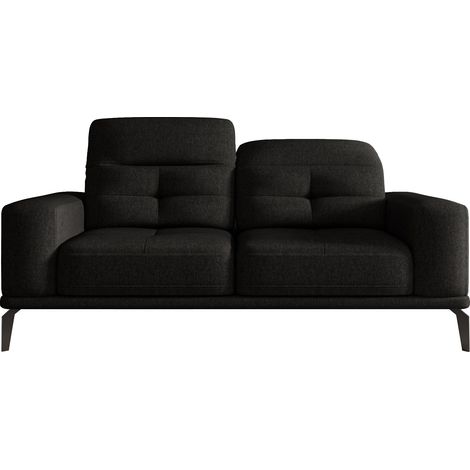 Canapé droit design 2-3 places tissu noir Torpille 195cm (1/5)