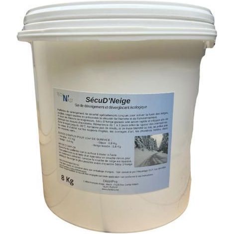 TECH N'FAST SécuD’Neige - sel de déneigement au magnésium, seau 8 kg, anti-verglas -30°C, écologique
