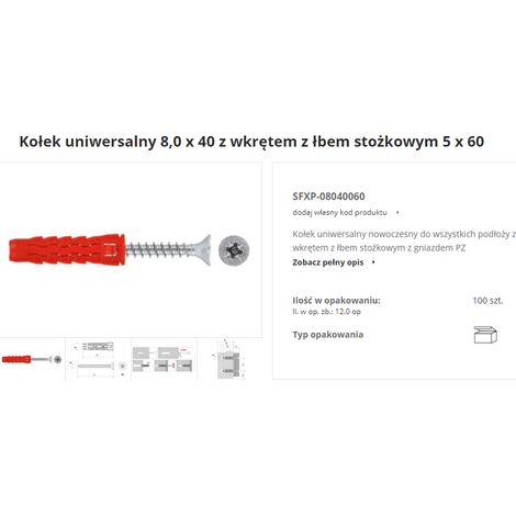 Sfxp 8 x40 (vite 4x60mm)sfxp-08040060(100)
