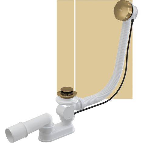 Alca - Set di scarico e troppopieno per vasca, lunghezza 570 mm, oro spazzolato opaco A55K-G-B (1/2)