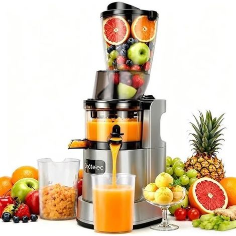 Extracteur de Jus 850W, Machine a Jus de Fruits et Légumes Entiers, Ouverture de 120 mm et Capacité de 1.5 L, Gris