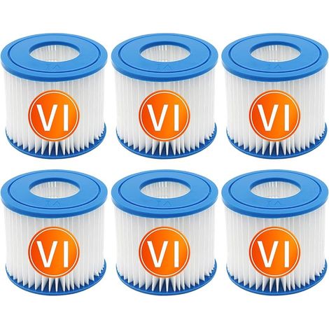 Lot de 6 filtres à Cartouche pour Best-Way Spa, Taille VI, Cartouche filtrante de Rechange Compatible avec Lay-Z-Spa, Miami, Vegas, Palm Springs, Paris Monaco (1/5)