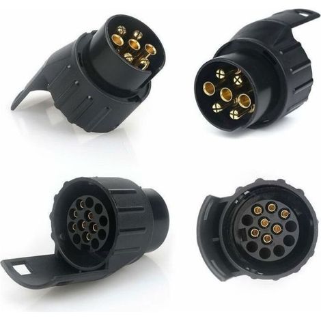 Adaptateur Prise Remorque - 7 Vers 13 Broches - Voiture Caravane Tracteur - ABS Cuivre - Noir - 1 Pièce (1/4)
