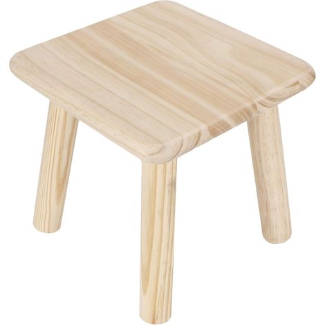 Taburete de madera, con reposapiés cuadrado, 22 cm de altura, asiento desmontable, para niños, uso interior y exterior. (1/5)