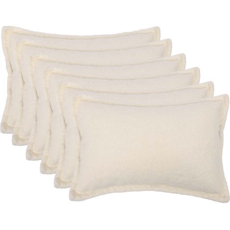 Housse de coussin 6 pcs HOUTEN Crème 50 x 70 cm Bouclé vidaXL