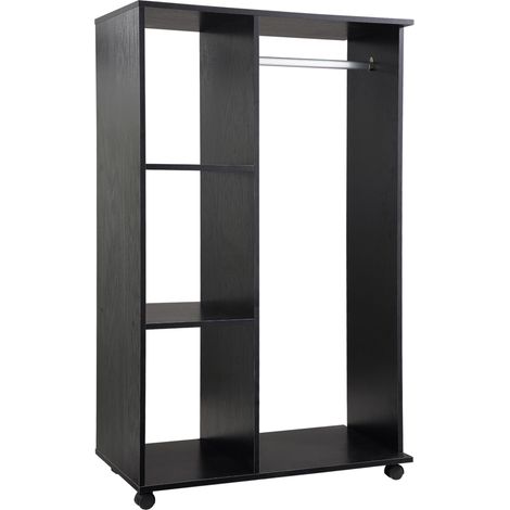 HOMCOM Armoire penderie Armoire de Rangement panneaux mobiles de Particules Noir (1/5)