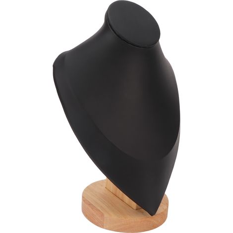 Présentoir à colliers, buste à bijoux élégant et multifonctionnel en bois, idéal pour les bijouteries à domicile et les salons professionnels, noir. (1/5)