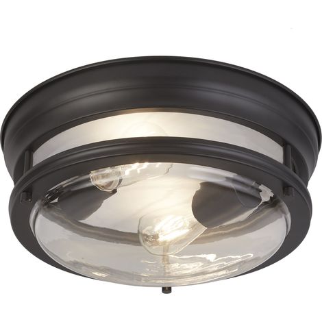 Searchlight Glasgow 2 luci a filo nero, vetro trasparente (1/5)