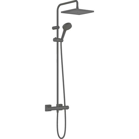 Hansgrohe Vernis Shape - Brausegarnitur Showerpipe 240 mit Thermostat, 2 Strahlarten, EcoSmart, schwarz matt 26429670 (1/5)