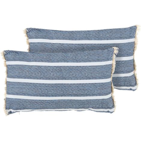 Set di 2 cuscini decorativi da esterno, accessori da giardino, motivo a righe, blu Alpinia (1/5)
