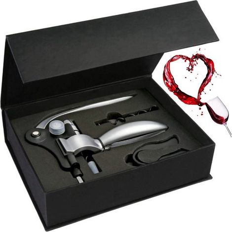 Lot de 3 accessoires à vin, tire-bouchon et ouvre-bouteille, ensemble d’outils pour vin avec coffret cadeau, accessoires pour amateurs de vin (1/5)